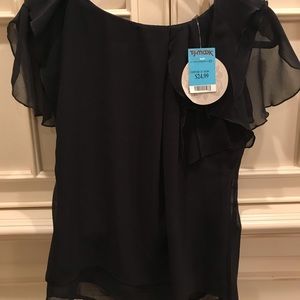 NWT BCBG Generation Black Flutter Blouse